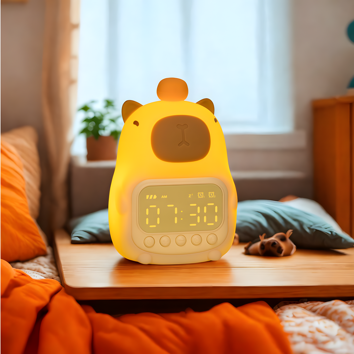 Réveil Enfant | Veilleuse Animal & Lumière Réglable | Poka