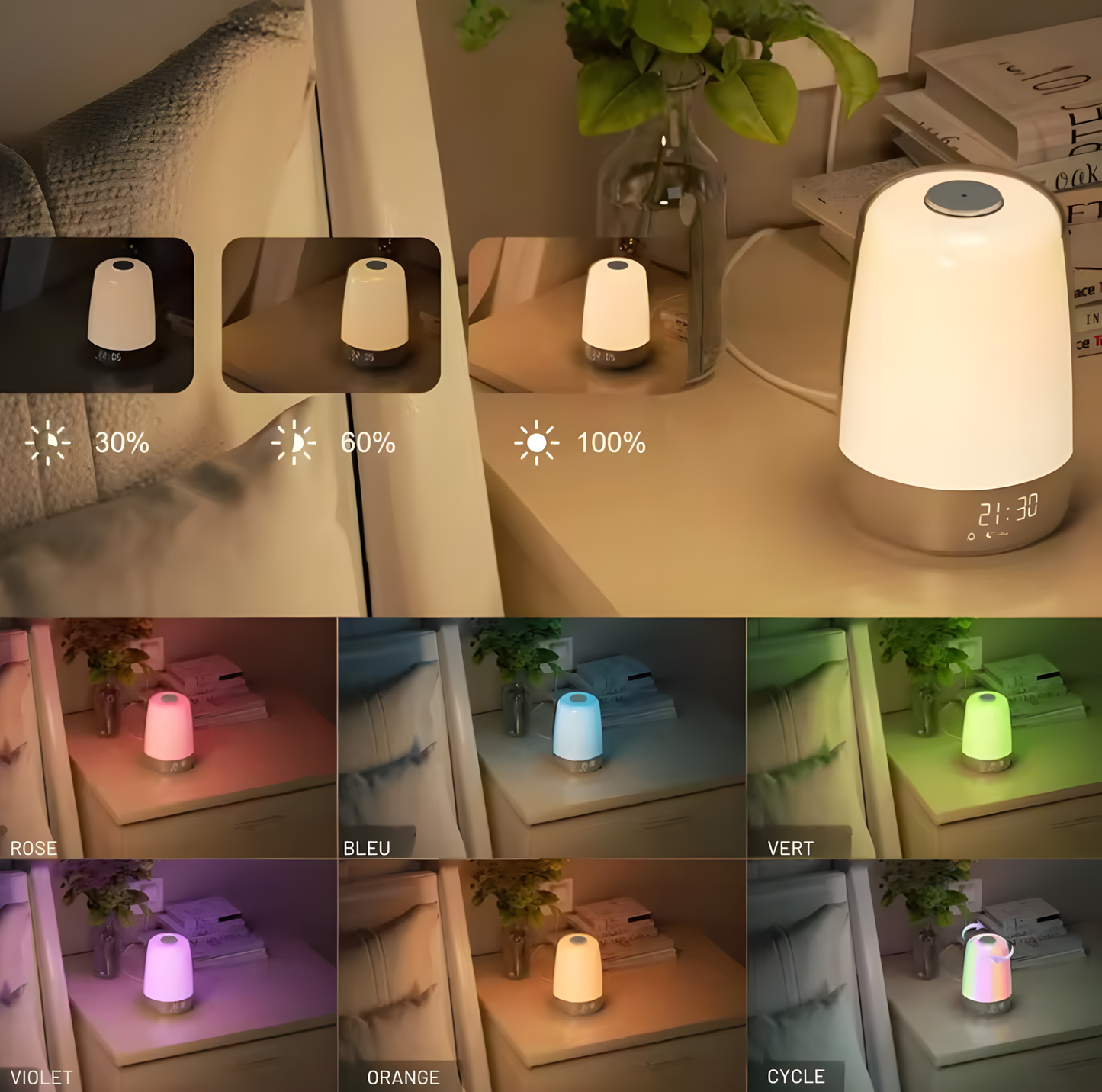 Réveil Simulateur d'Aube LED | Veilleuse Tactile & 6 Couleurs | Rayona
