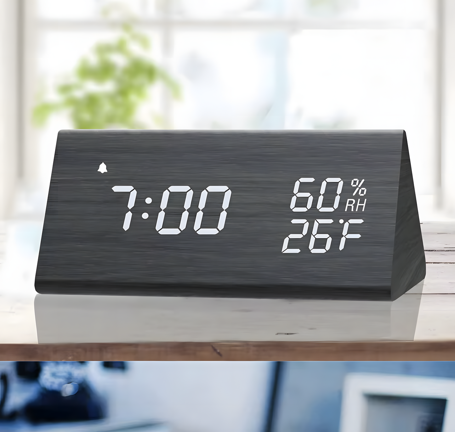 Réveil Bois LED | Alarme, Heure, Température & Humidité | Triowood
