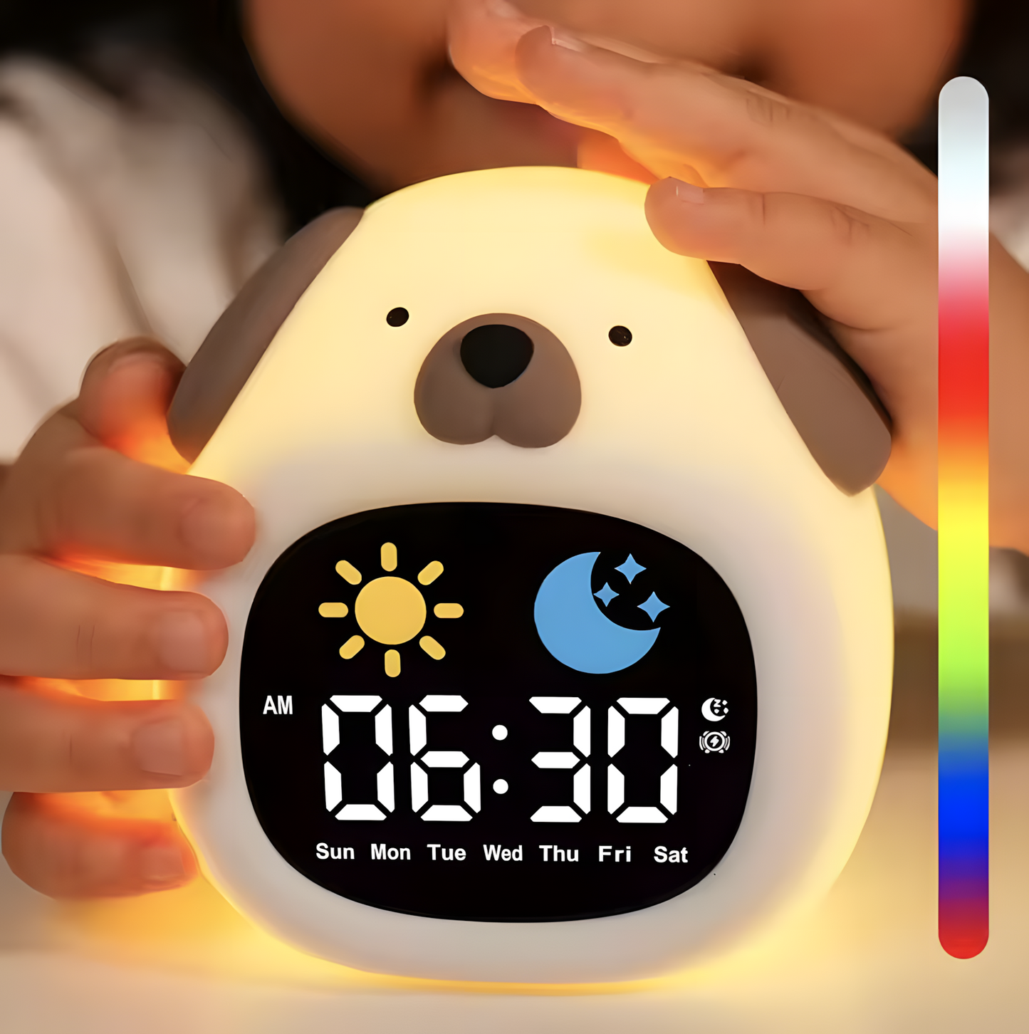 Réveil Éducatif | Chiot Mignon & Veilleuse Tactile | Rafi