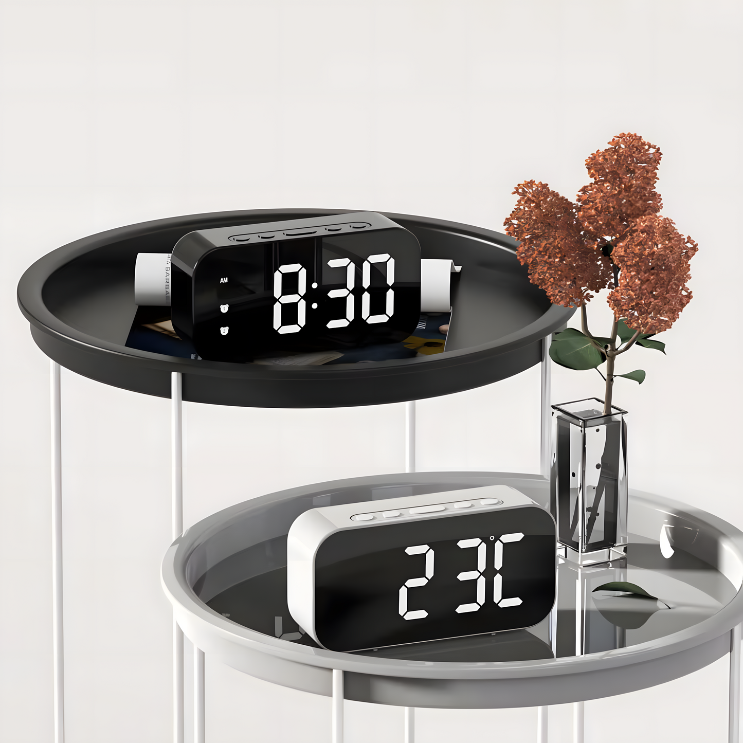 Réveil Numérique LED | Commande Vocale, Double Alarme & Température | Timora