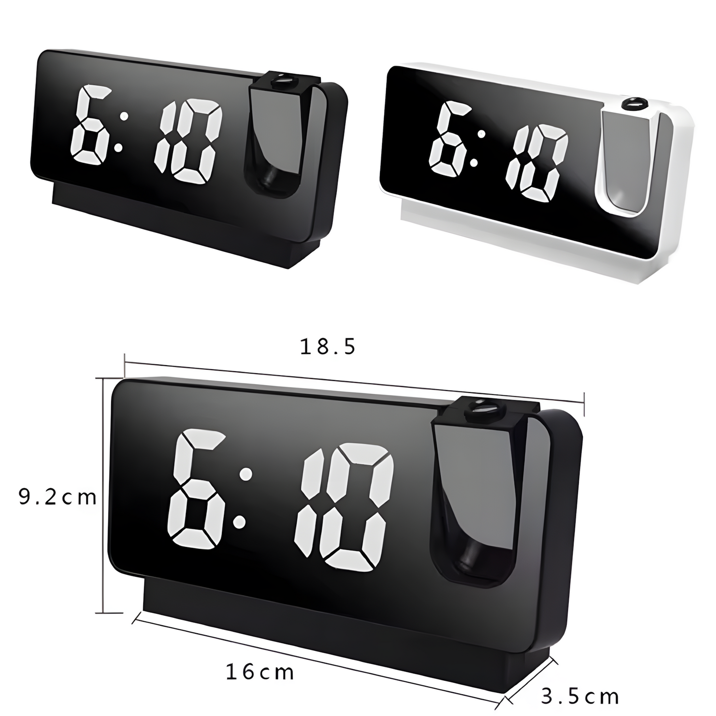 Réveil Projecteur LED | Projection Rotative 180° & Écran Couleur Silencieux | Projecta