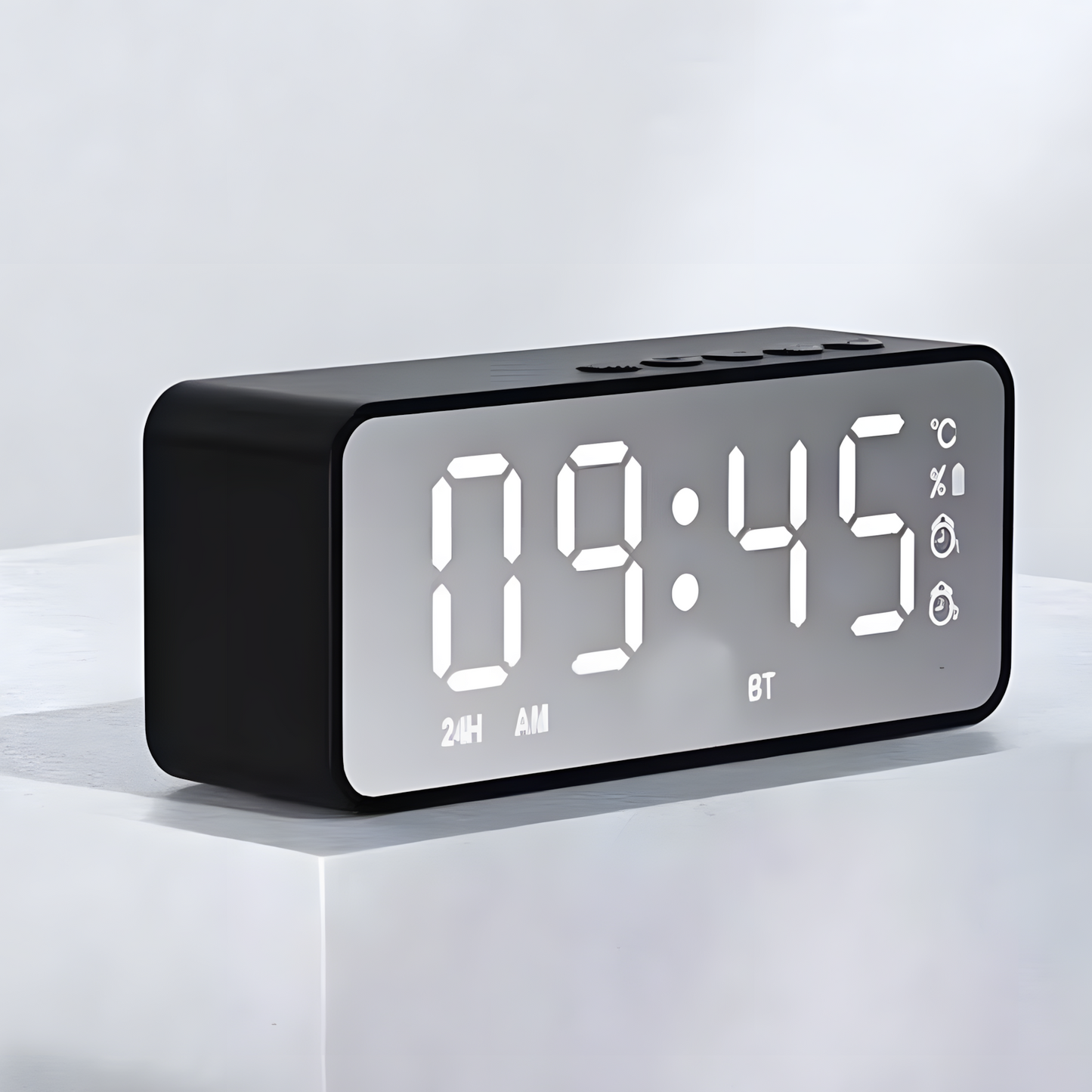 Réveil Radio | Enceinte Bluetooth FM & Réveil Miroir Compact | Reverba
