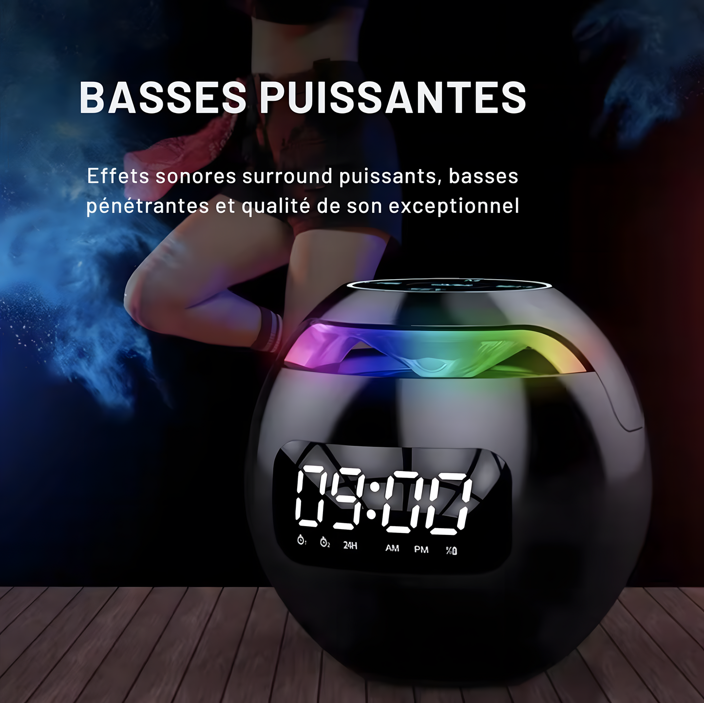 Réveil Radio | Enceinte Bluetooth, Étanche & Horloge Intégrée | Névia