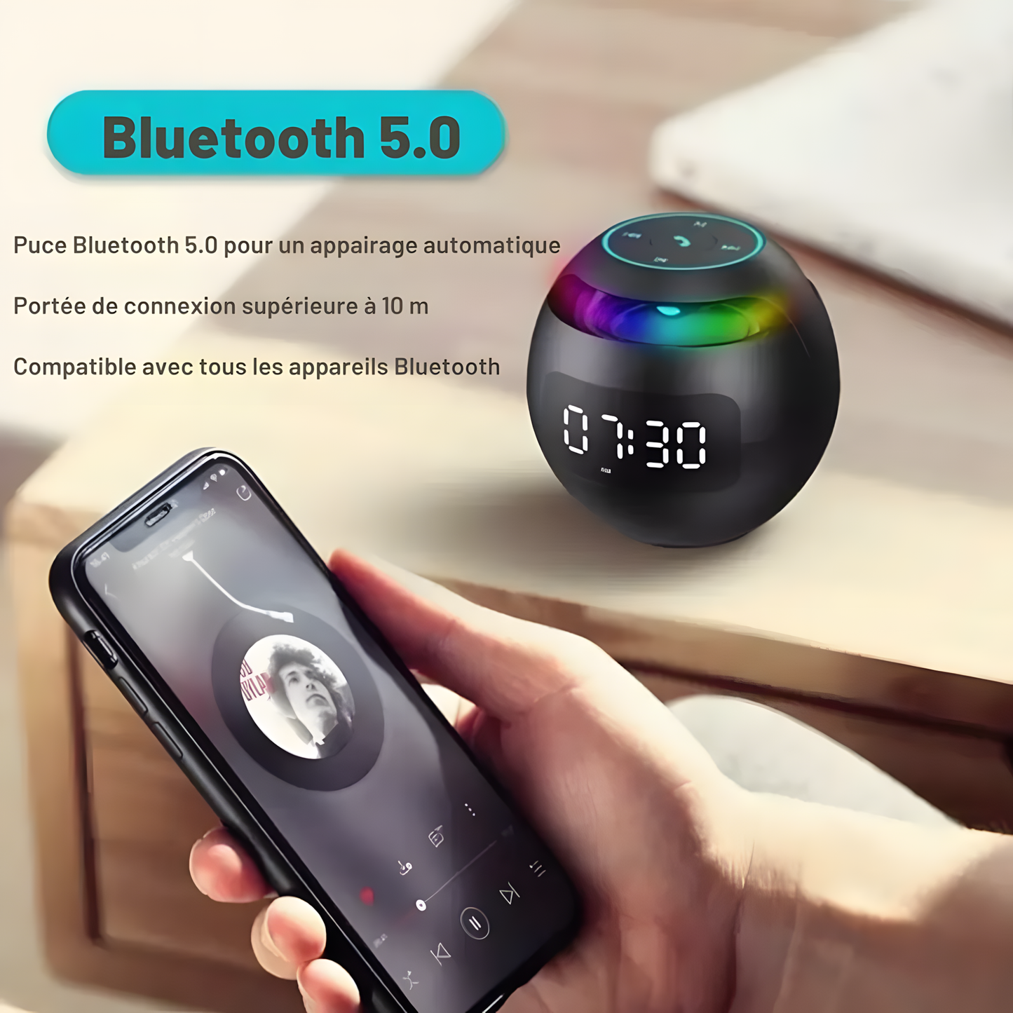 Réveil Radio | Enceinte Bluetooth, Étanche & Horloge Intégrée | Névia