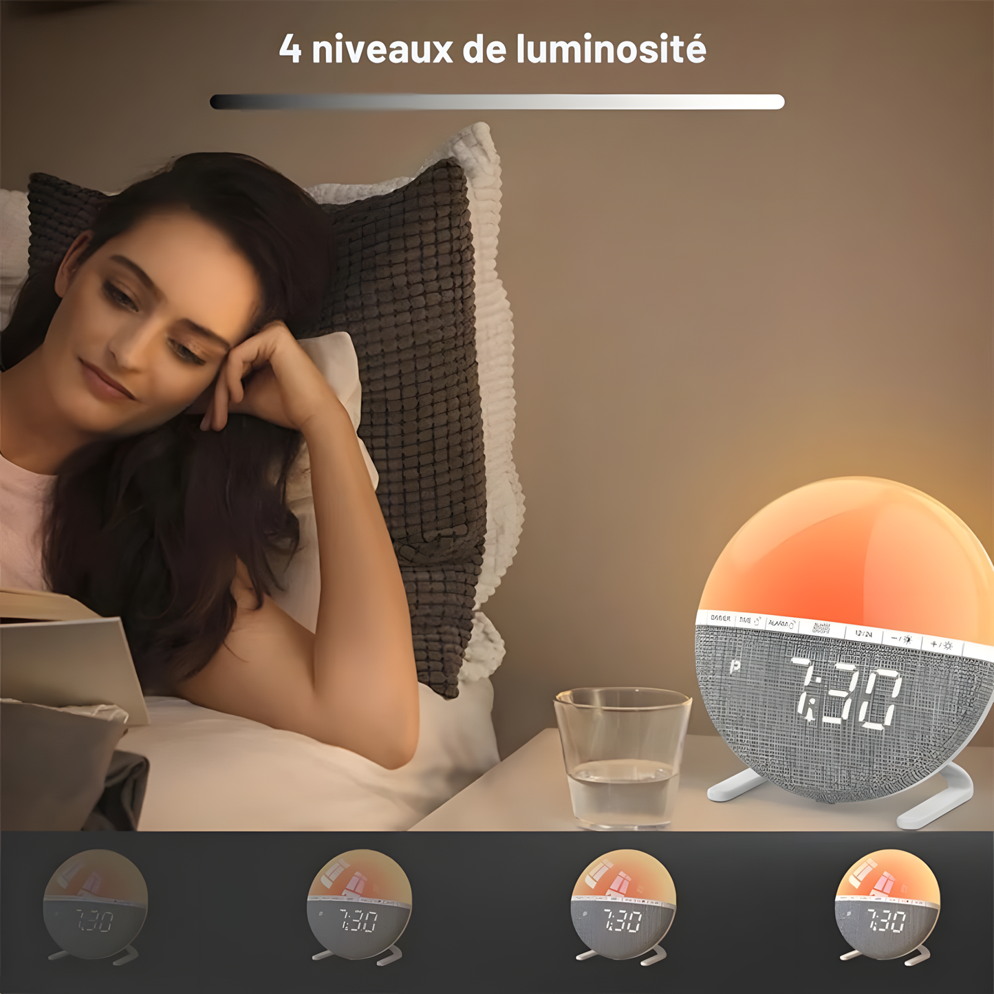 Réveil Simulateur d'Aube LED | Lumière Douce & Sons Naturels | Aurora
