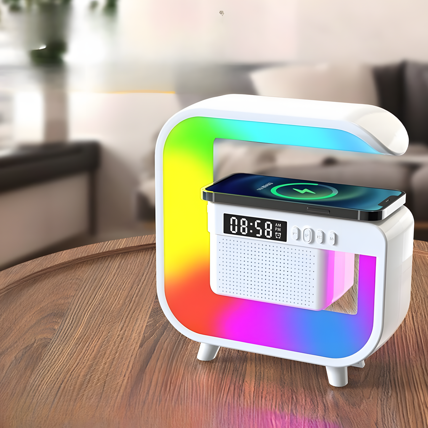 Réveil Simulateur d'Aube | Chargeur Sans Fil, Bluetooth & Veilleuse Multicolore | Noava