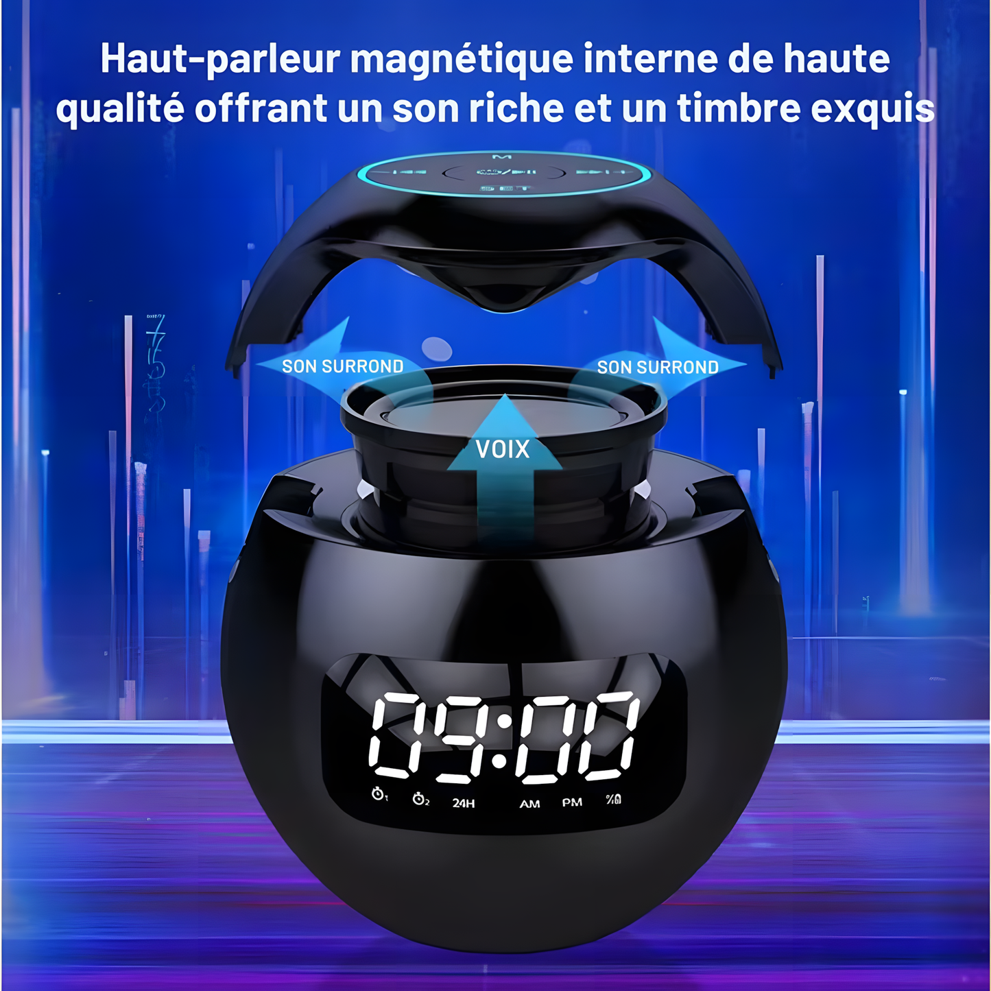 Réveil Radio | Enceinte Bluetooth, Étanche & Horloge Intégrée | Névia