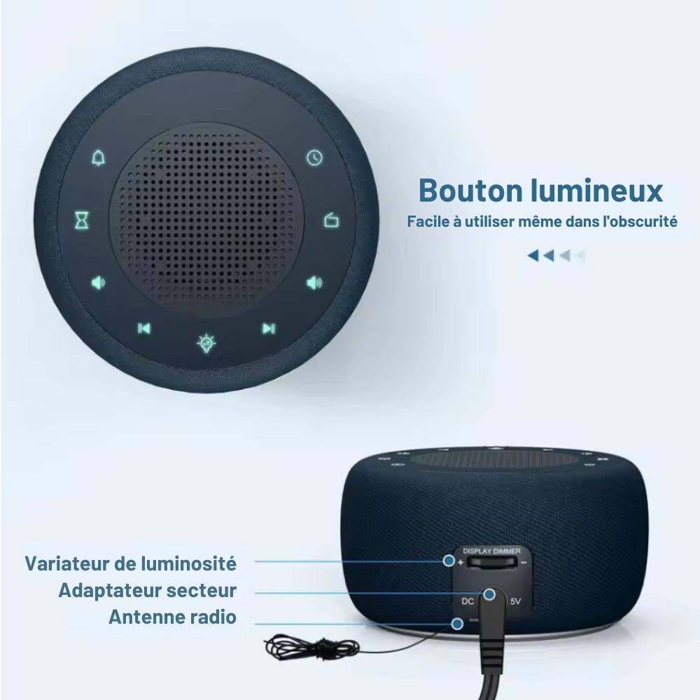 Réveil Radio | Radio FM, Veilleuse 7 Couleurs & 4 Alarmes | SonRise