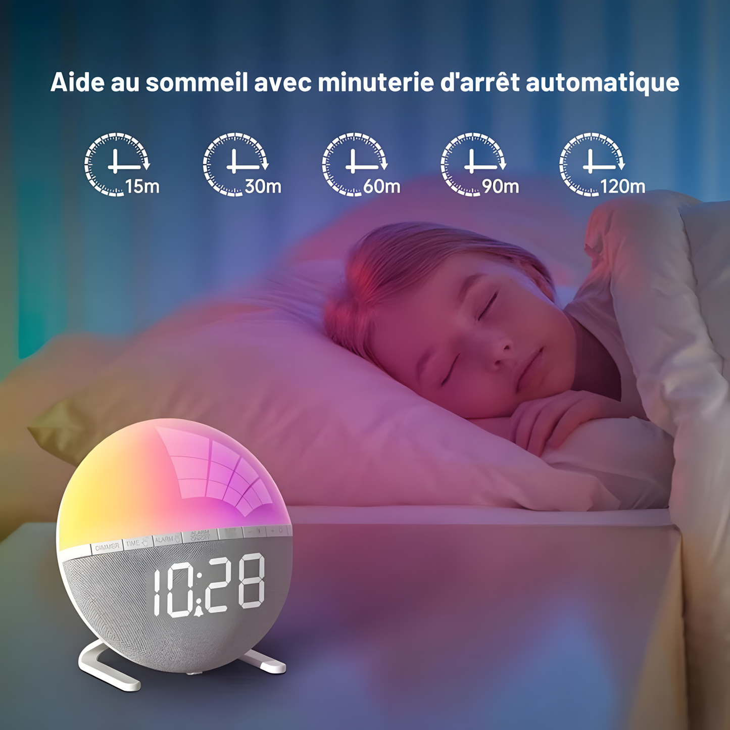 Réveil Simulateur d'Aube LED | Lumière Douce & Sons Naturels | Aurora
