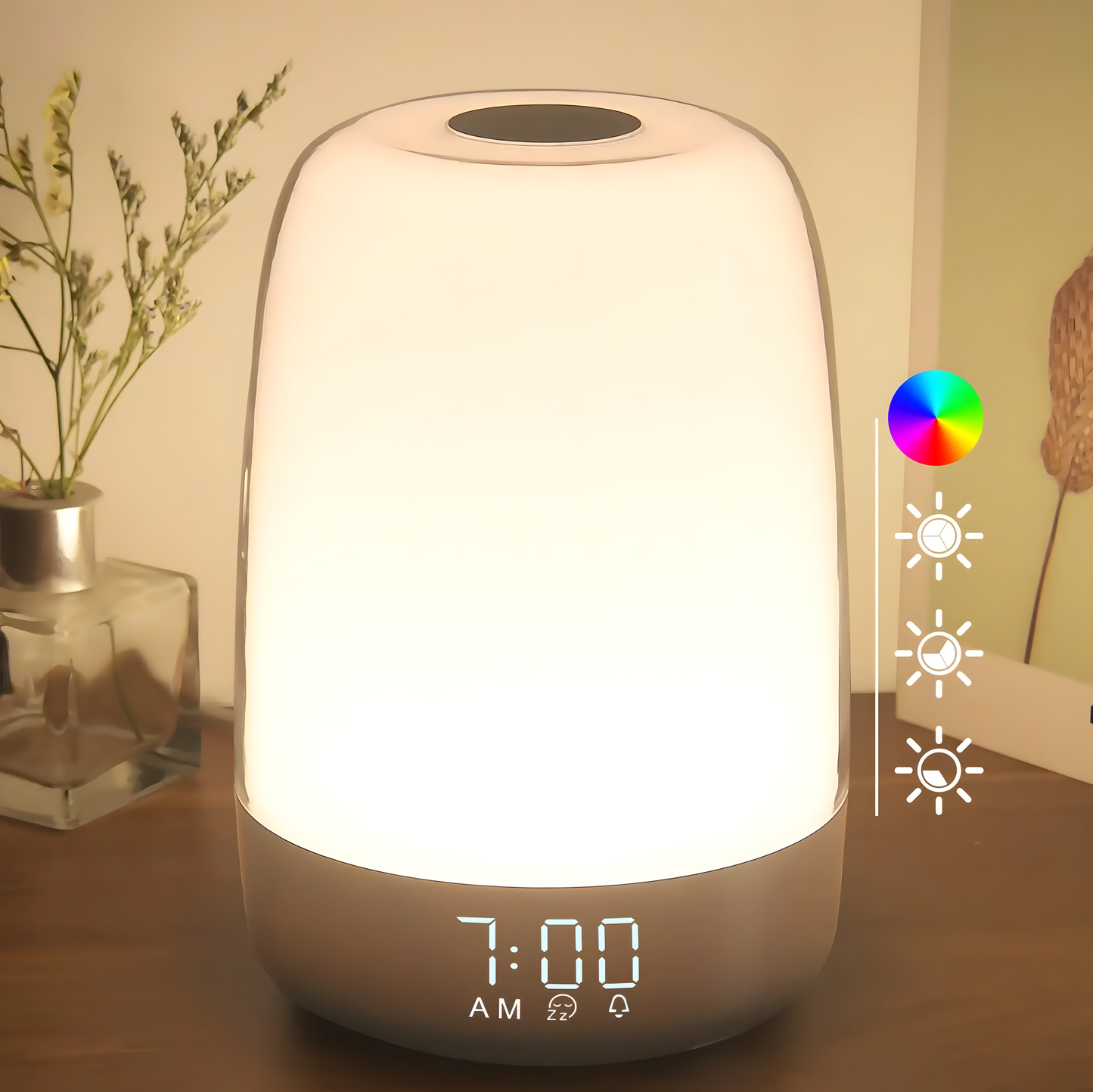 Réveil Simulateur d'Aube LED | Veilleuse Tactile & 6 Couleurs | Rayona