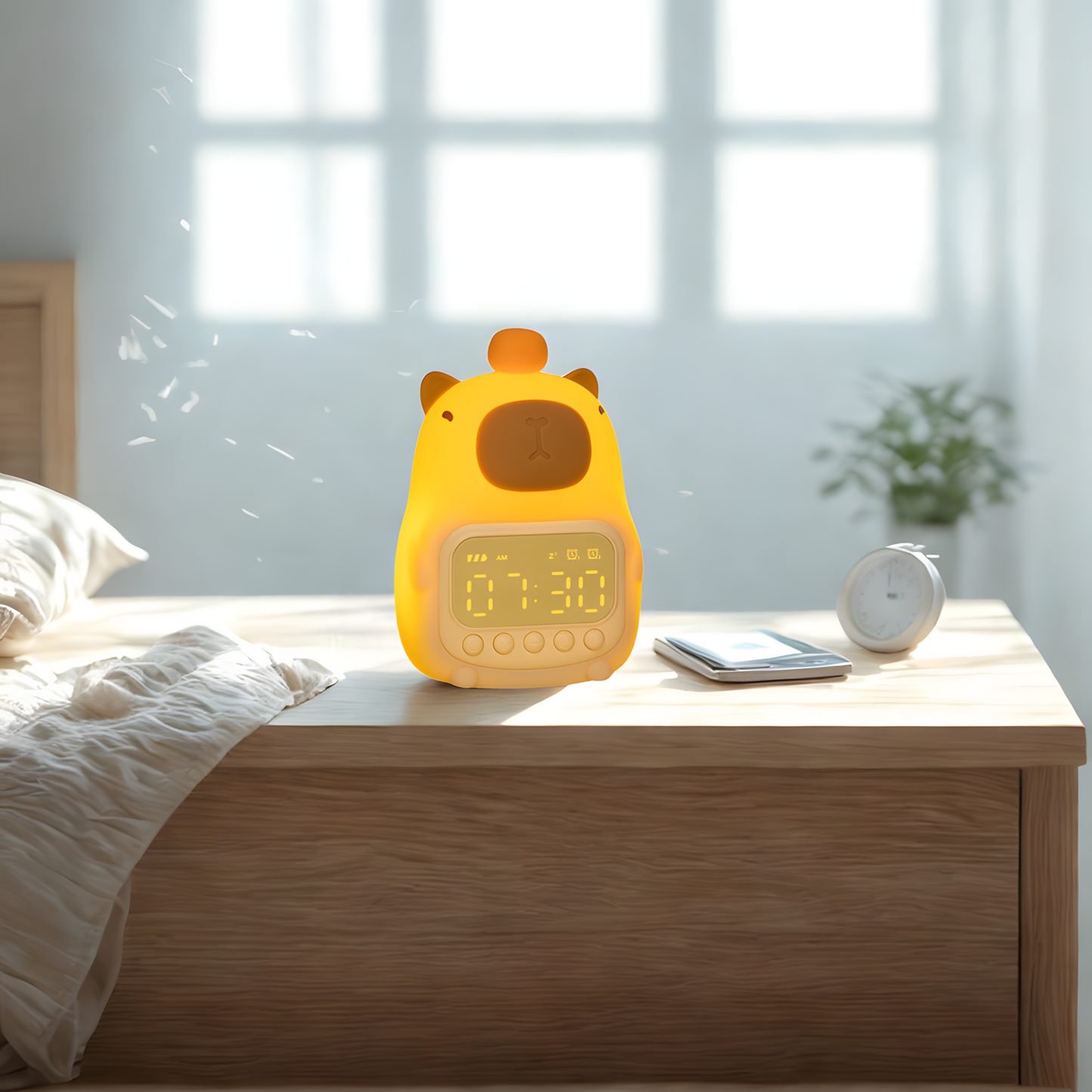 Réveil Enfant | Veilleuse Animal & Lumière Réglable | Poka