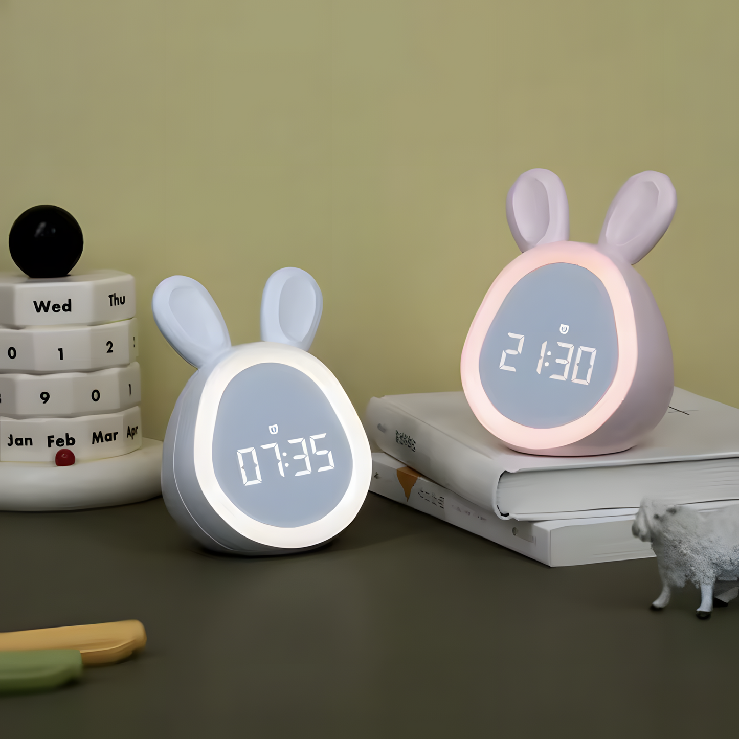 Réveil Enfant | Mini Lapin LED & Veilleuse Tactile | Lapi