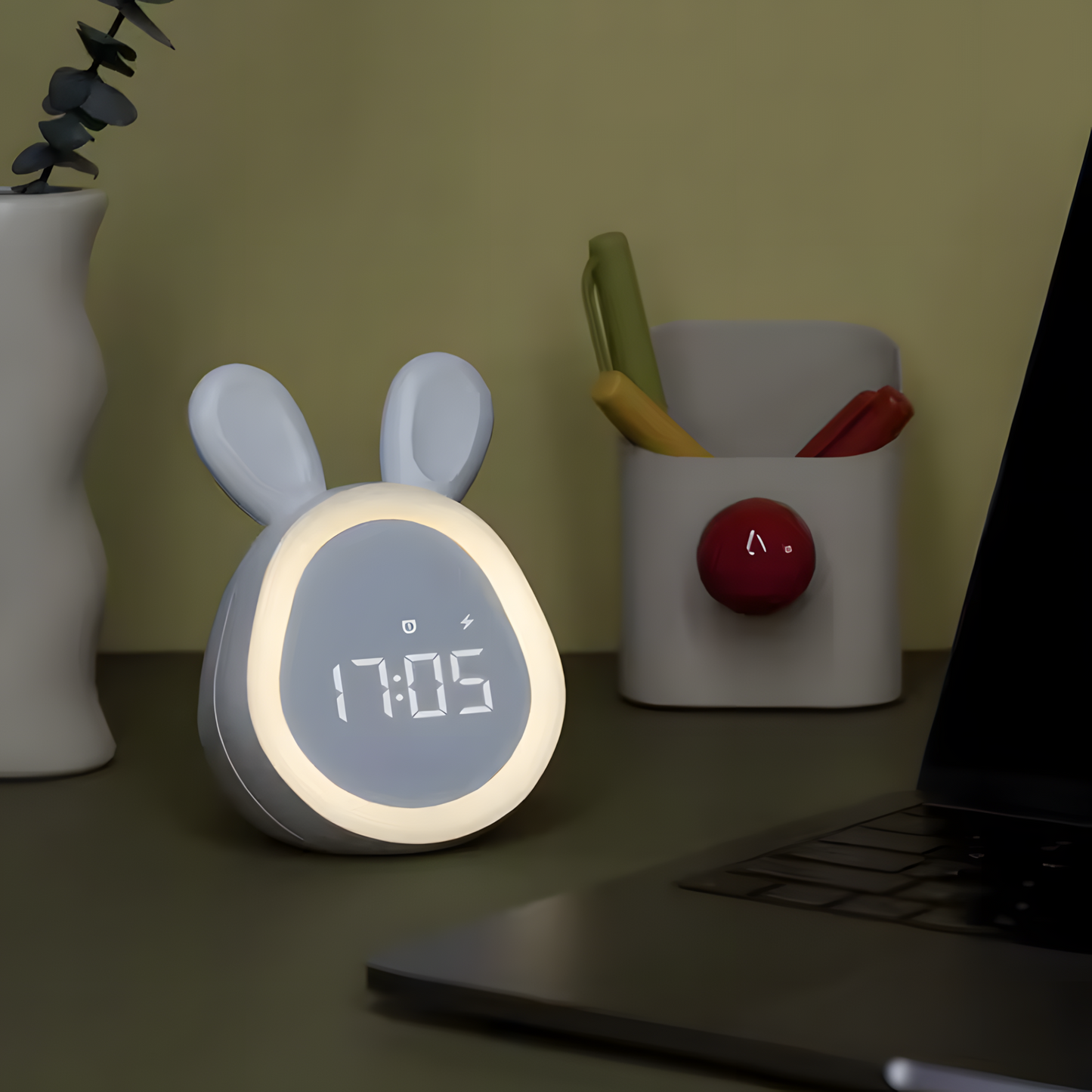 Réveil Enfant | Mini Lapin LED & Veilleuse Tactile | Lapi