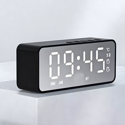 Réveil Radio | Enceinte Bluetooth FM & Réveil Miroir Compact | Reverba