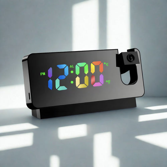 Réveil Projecteur LED | Projection Rotative 180° & Écran Couleur Silencieux | Projecta