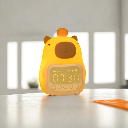 Réveil Enfant | Veilleuse Animal & Lumière Réglable | Poka